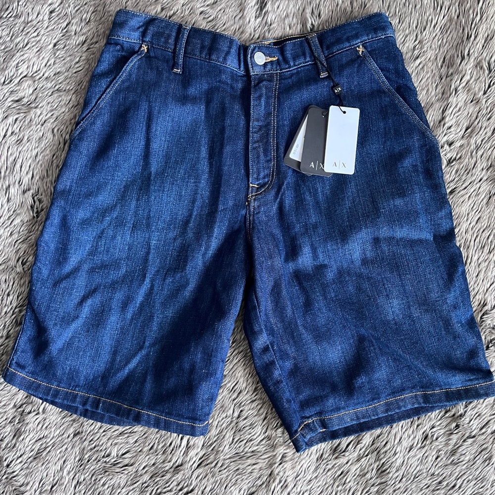 Armani Exchange Dark Blue Jean Shorts Men’s Size 31 NWT New Designer Denim AX